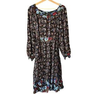 Vintage Plain Jane Danuta 70’s Mixed Floral Midi Dress Bohemian Hippie Sz M/L